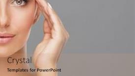  Presentation with skin care - Theme consisting of beautiful-face-of-young background and a coral colored foreground