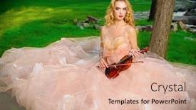  Presentation with classical music - Amazing slide deck having beautiful-fairy-girl-posing backdrop and a lemonade colored foreground