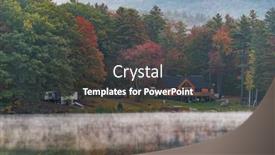  Presentation with fall morning - Amazing presentation design having beautiful-fall-colors-with-lake backdrop and a dark gray colored foreground