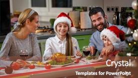  Presentation with together puzzle pieces beautiful - Slides featuring beautiful family having dinner together background and a tawny brown colored foreground