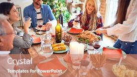  Presentation with meeting family - Presentation design having beautiful-family-meeting-smiling-happy background and a coral colored foreground