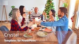  Presentation with meeting family - PPT layouts having beautiful-family-meeting-smiling-happy background and a coral colored foreground