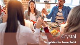  Presentation with meeting family - Beautiful theme featuring beautiful-family-meeting-smiling-happy backdrop and a coral colored foreground