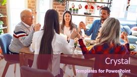  Presentation with meeting family - Slide set featuring beautiful-family-meeting-smiling-happy background and a tawny brown colored foreground