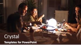  Presentation with family talking - Presentation theme featuring beautiful family on dinner talking and smiling at terrace background and a tawny brown colored foreground