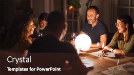  Presentation with family talking - Cool new presentation design with beautiful family on dinner talking and smiling at terrace backdrop and a wine colored foreground