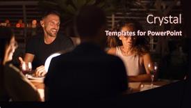  Presentation with family talking - PPT theme with beautiful-family-on-dinner-talking background and a wine colored foreground