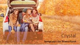  Presentation with car - Slides consisting of beautiful-family-resting-in-car background and a gold colored foreground
