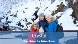  Presentation with winter family - Amazing slide deck having beautiful-family-with-kids-outdoors backdrop and a teal colored foreground