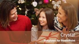  Presentation with family tree - Presentation theme enhanced with beautiful family with presents over christmas tree background and a red colored foreground