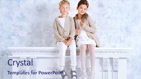  Presentation with vintage retro - Presentation theme consisting of beautiful fashion children vintage style background and a sky blue colored foreground