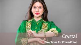  Presentation with arabic woman - Theme having beautiful fashion indian woman portrait background and a gray colored foreground