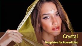  Presentation with arabic woman - Presentation theme having beautiful fashion indian woman portrait background and a tawny brown colored foreground
