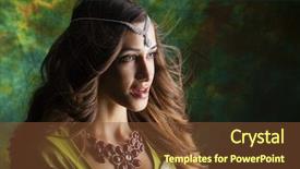  Presentation with arabic woman - PPT theme consisting of beautiful fashion indian woman portrait background and a tawny brown colored foreground