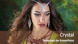  Presentation with arabic woman - Slide deck enhanced with beautiful fashion indian woman portrait background and a tawny brown colored foreground