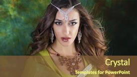  Presentation with arabic woman - Beautiful slide deck featuring beautiful fashion indian woman portrait backdrop and a tawny brown colored foreground