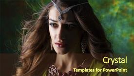  Presentation with arabic woman - Cool new presentation theme with beautiful fashion indian woman portrait backdrop and a tawny brown colored foreground