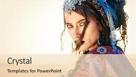  Presentation with fashion - Cool new PPT theme with beautiful fashion model posing backdrop and a lemonade colored foreground