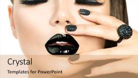  Presentation with caviar - Slide deck featuring beautiful fashion model woman background and a coral colored foreground