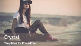  Presentation with fashion - Cool new slide deck with beautiful fashion skater girl posing backdrop and a gray colored foreground