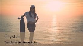  Presentation with fashion - Presentation design consisting of beautiful-fashion-skater-girl-posing background and a coral colored foreground