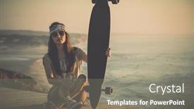  Presentation with fashion - Audience pleasing presentation design consisting of beautiful-fashion-skater-girl-posing backdrop and a gray colored foreground