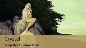  Presentation with mermaid - Amazing PPT theme having beautiful fashionable mermaid sitting backdrop and a yellow colored foreground