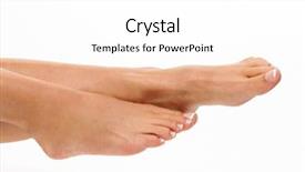  Presentation with cut - Beautiful presentation theme featuring beautiful feet - legs of a woman backdrop and a white colored foreground