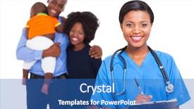  Presentation with family health nurse - Beautiful presentation theme featuring beautiful female african american nurse backdrop and a teal colored foreground