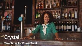  Presentation with bar - Presentation theme with beautiful female bar tender background and a tawny brown colored foreground