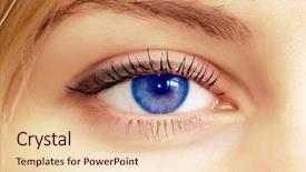  Presentation with eye - PPT layouts enhanced with beautiful female blue eye macro shooting background and a lemonade colored foreground