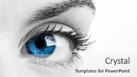  Presentation with human eye - Cool new PPT layouts with beautiful female blue eye backdrop and a white colored foreground