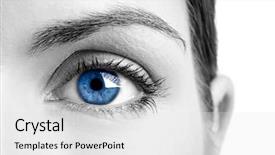  Presentation with human eye - Slide deck enhanced with beautiful female blue eye background and a white colored foreground