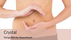  Presentation with outsourced based section - Presentation design consisting of beautiful female body - close-up mid section background and a lemonade colored foreground