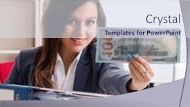  Presentation with unhappy - PPT theme having beautiful-female-employee-unhappy background and a  colored foreground