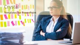  Presentation with employee - Slides consisting of beautiful-female-employee-with-many background and a cream colored foreground