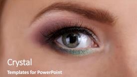  Presentation with eye - Cool new PPT theme with beautiful female eye with bright backdrop and a coral colored foreground