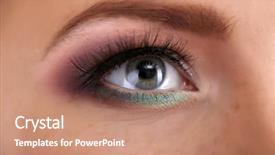  Presentation with eye - Theme having beautiful female eye with bright background and a coral colored foreground