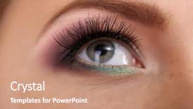  Presentation with eye - Presentation theme enhanced with beautiful female eye with bright background and a coral colored foreground