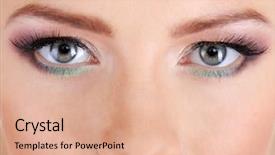  Presentation with eyes - PPT theme with beautiful female eyes with bright background and a  colored foreground