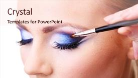  Presentation with blue eyes technology eye scan - Amazing presentation design having beautiful female eyes with bright backdrop and a lemonade colored foreground