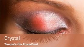  Presentation with sparkly - Slides with beautiful-female-eyes-with-sparkly background and a coral colored foreground