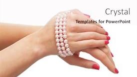  Presentation with pearl - Audience pleasing slide set consisting of beautiful female hands with the pearl chaplet isolated on white backdrop and a sky blue colored foreground