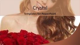  Presentation with valentines - Cool new theme with beautiful female holding red roses bouquet valentines day backdrop and a coral colored foreground