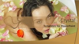  Presentation with female - Amazing PPT theme having beautiful-female-in-bath backdrop and a coral colored foreground
