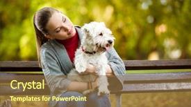  Presentation with dog park - Presentation theme having beautiful-female-in-park background and a tawny brown colored foreground