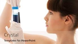  Presentation with lab test - Colorful PPT layouts enhanced with beautiful-female-lab-worker-holding backdrop and a lemonade colored foreground