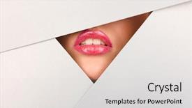  Presentation with lips - Cool new slide deck with beautiful female lips closeup behind backdrop and a lemonade colored foreground