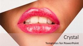  Presentation with closeup of a paper boat - Amazing theme having beautiful female lips closeup behind backdrop and a lemonade colored foreground