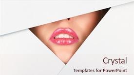  Presentation with lips - Beautiful PPT layouts featuring beautiful female lips closeup behind backdrop and a lemonade colored foreground